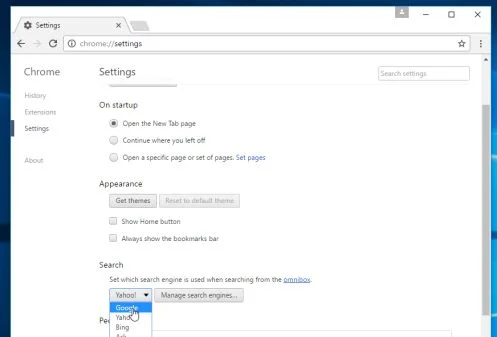 Set Google as default search engine