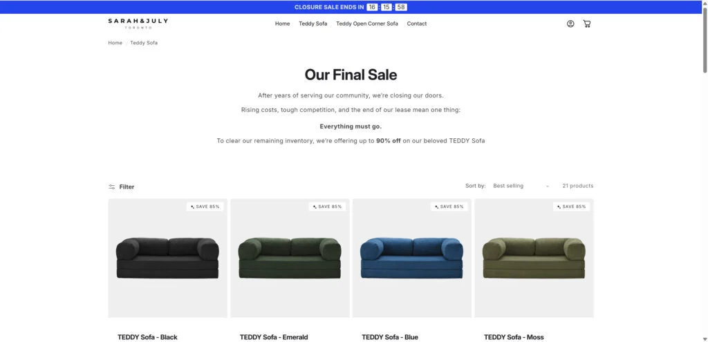 Sarah & July Toronto Teddy Sofa Scam: The Final Sale Trap 1 1 22