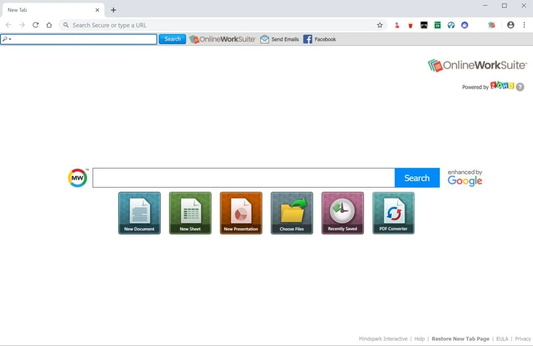 Image: OnlineWorkSuite toolbar