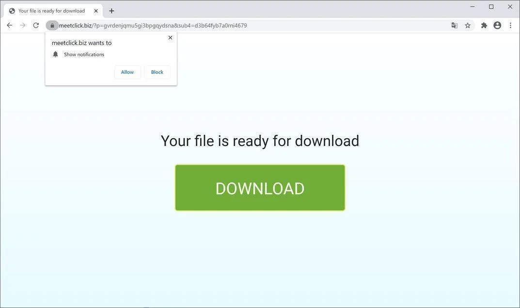 Remove Meetclick.biz pop-up ads (Virus Removal Guide) 1 Image: Chrome browser is redirected to Meetclick.biz