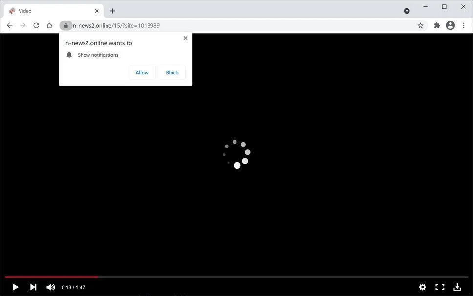 Image: Chrome browser is redirected to N-news2.online