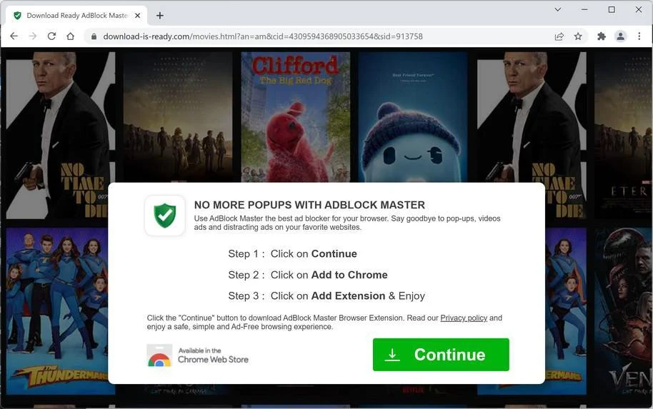 Image: Download-is-ready.com browser redirect