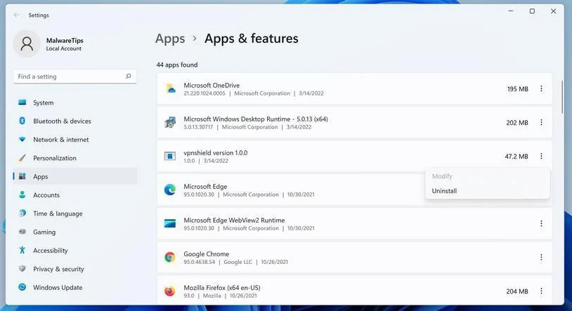 How to Remove VPN Shield (Virus Removal Guide) 3 Uninstall VPN Shield version 1.0.0 uninstall