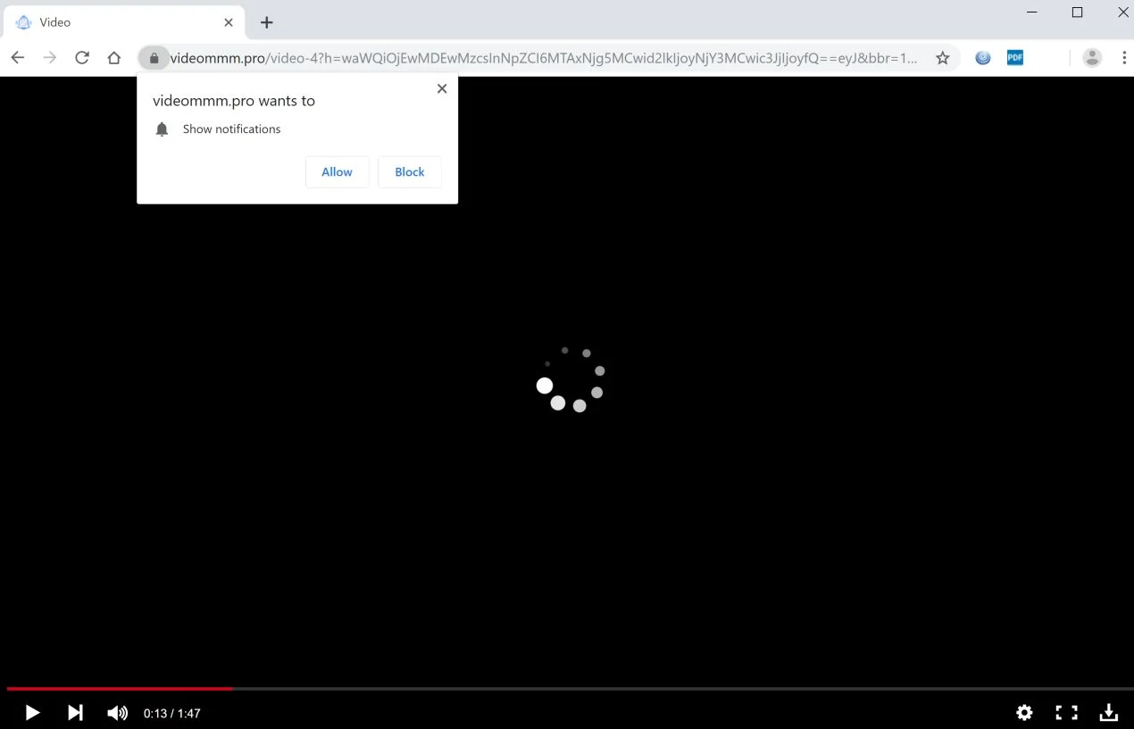 Image: Chrome browser is redirected to Videommm.pro