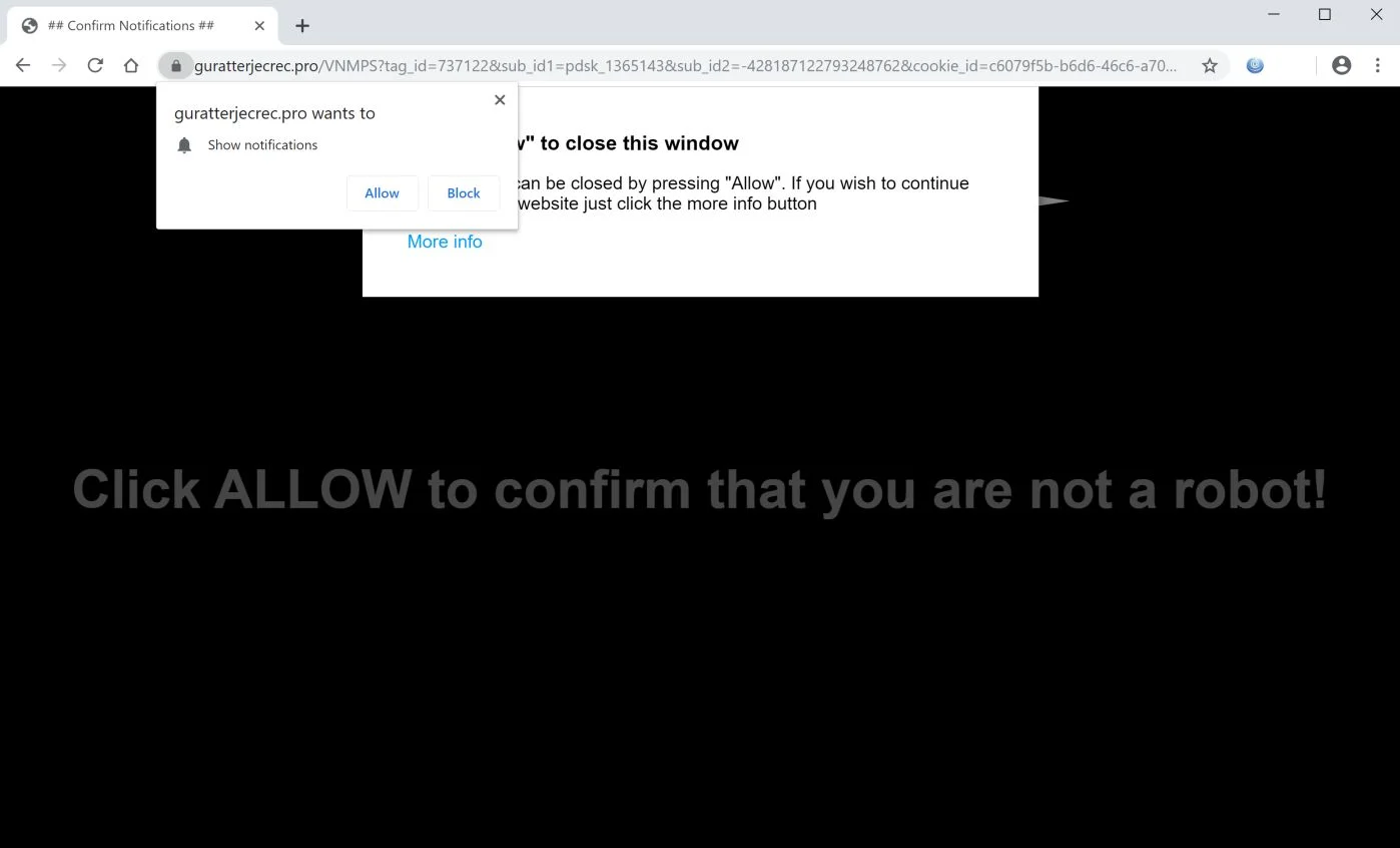How to remove Guratterjecrec.pro pop-up ads (Virus Removal Guide) 1 Image: Chrome browser is redirected to Guratterjecrec.pro