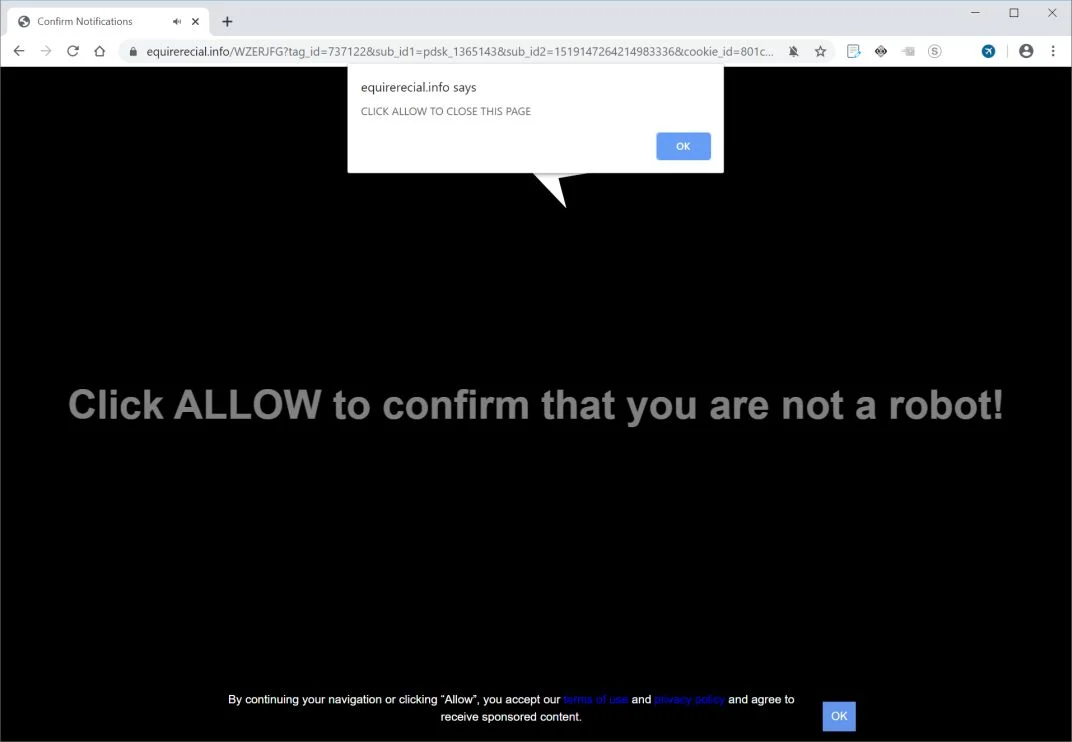 How to remove Equirerecial.info pop-up ads (Virus Removal Guide) 1 Image: Chrome browser is redirected to Equirerecial.info