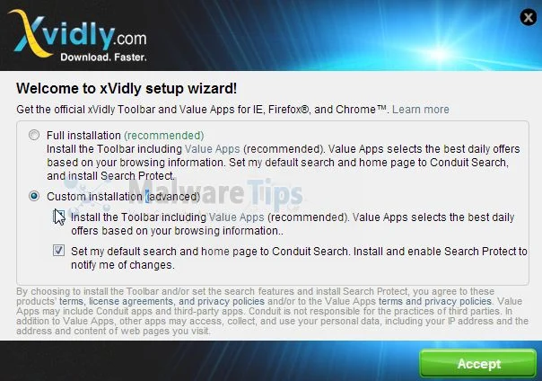 [Image: xVidly Toolbar setup]