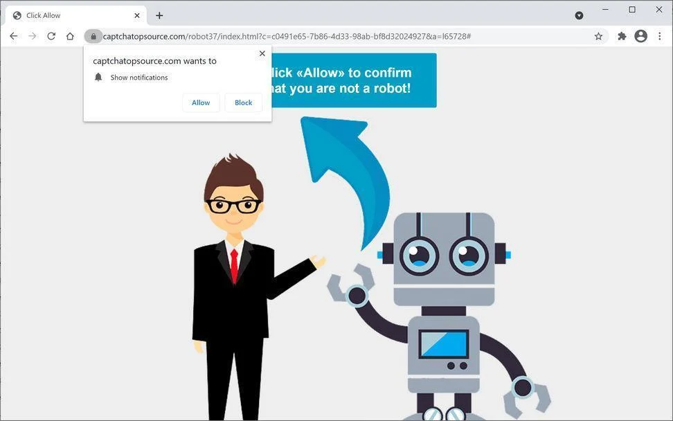Remove Captchatopsource.com pop-up ads (Virus Removal Guide) 1 Image: Chrome browser is redirected to Captchatopsource.com