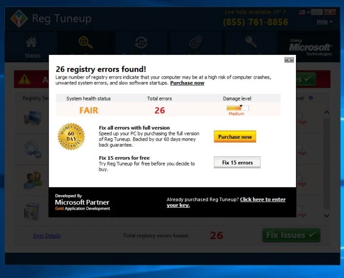 Reg Tuneup popups