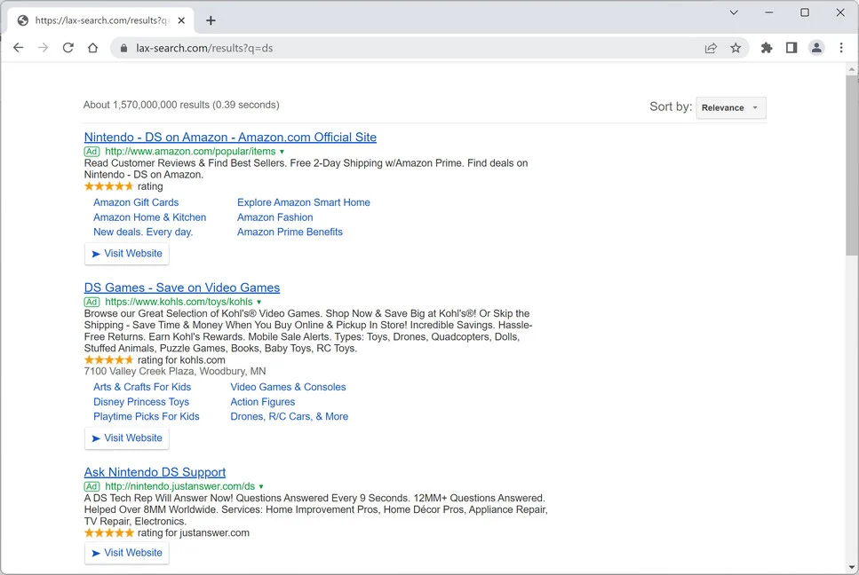 Image: Lax-Search.com Browser Redirect