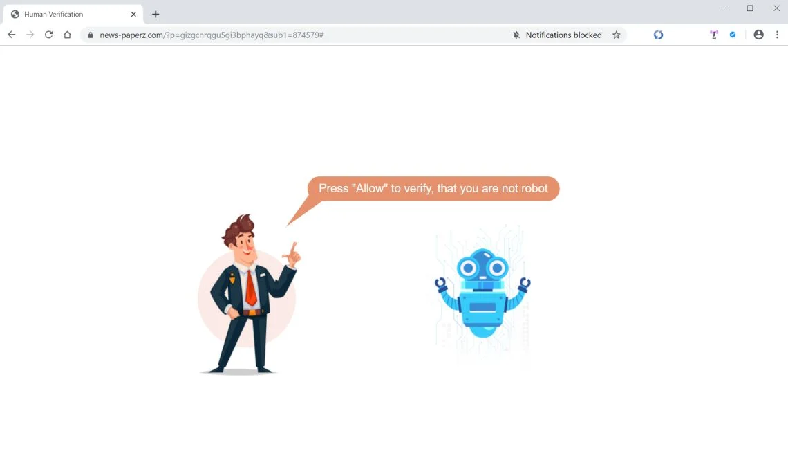 Image: Chrome browser is redirected to News-paperz.com