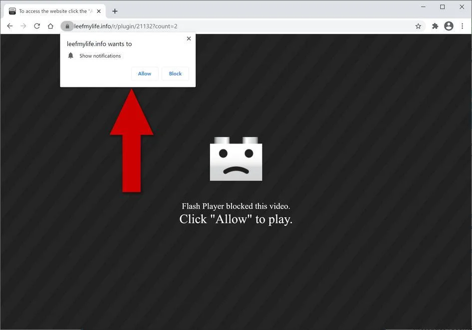 Image: Chrome browser is redirected to Leefmylife.info