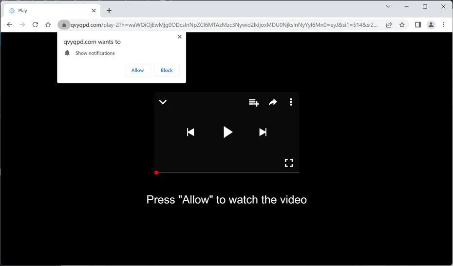How to Remove Qvyqpd.com Pop-up Ads (Virus Removal Guide) 1 Image: Chrome browser is redirected to Qvyqpd.com