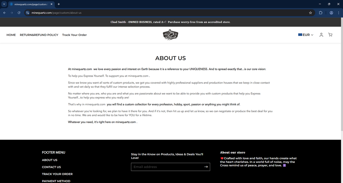 Minequartz.com Store Scam Alert - Avoid Shopping Here 1 Minequartz.com scam