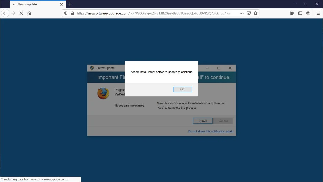 Image: Chrome browser is redirected to Newsoftware-upgrade.com