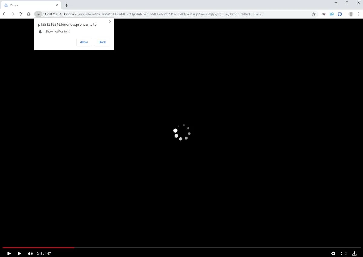 Image: Chrome browser is redirected to Kinonew.pro