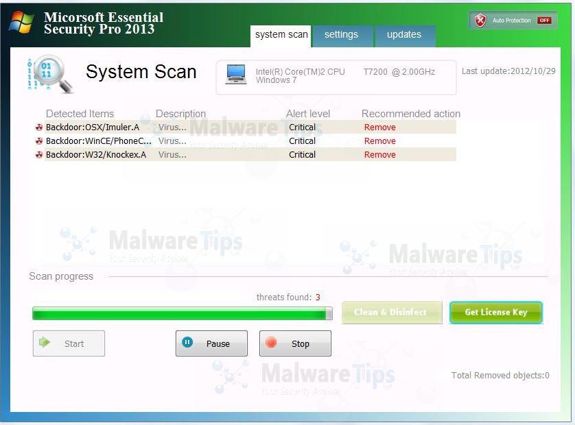 Micorsoft Essential Security Pro 2013 Virus