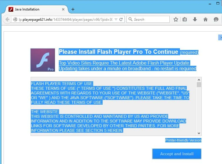 Lp.playerpage621.info virus