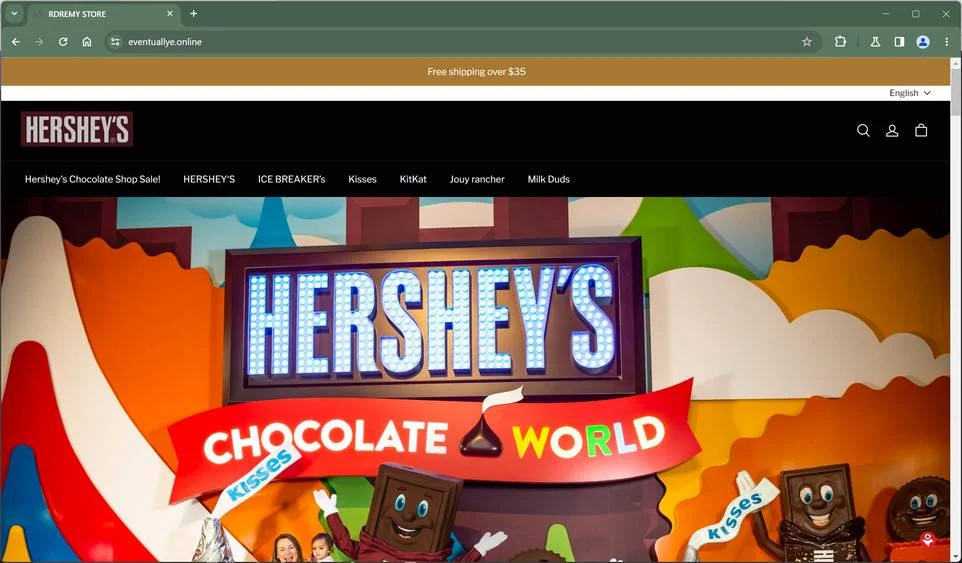 Eventuallye.online Scam Store: A Fake HERSHEY'S Website 1 eventuallye.online scam