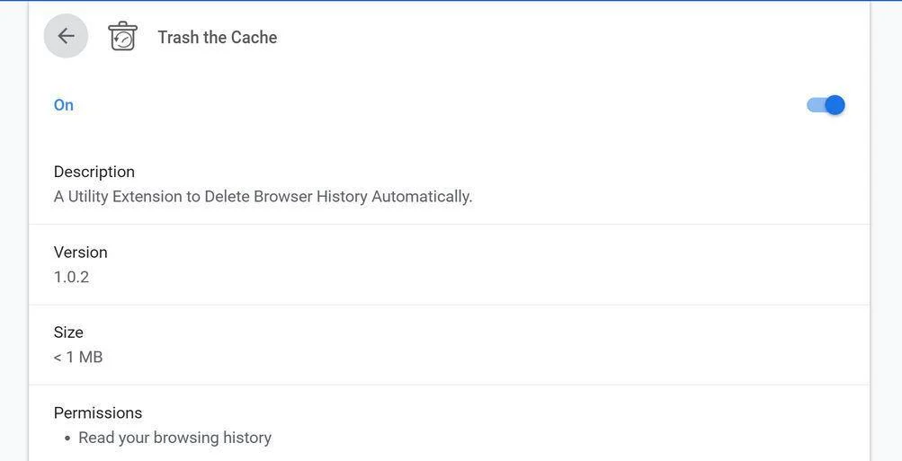 Image: Trash the Cache Chrome extension