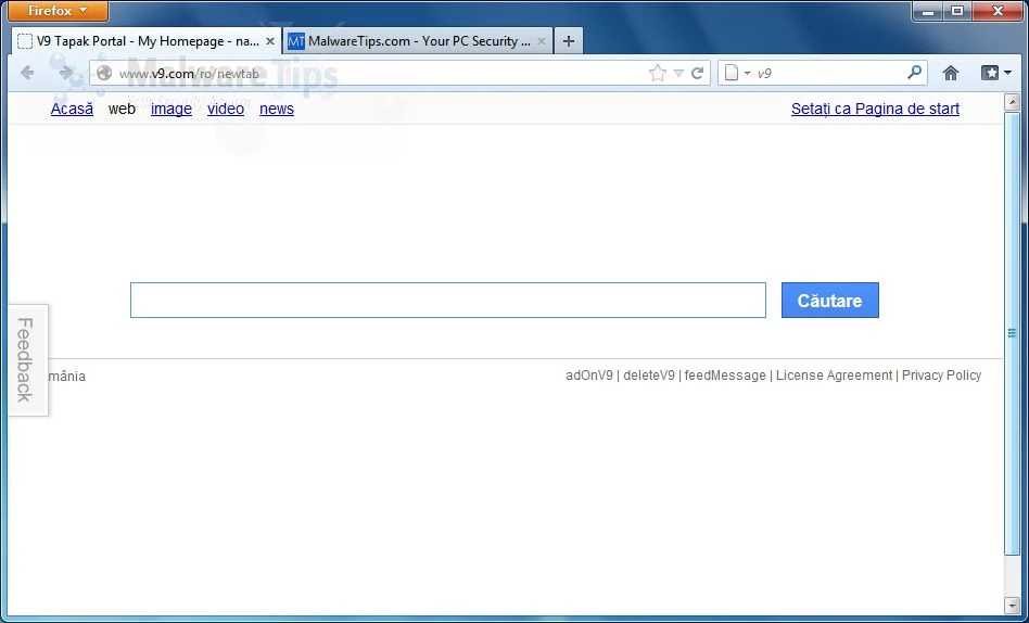 [Image: V9.com Homepage virus]