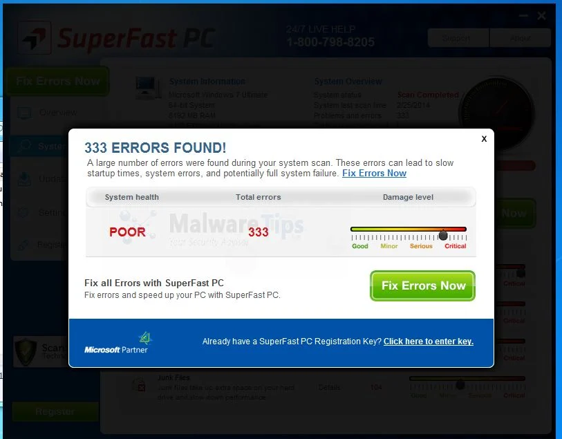 SuperFast PC pop-up Picture of SuperFast PC pop-up virus