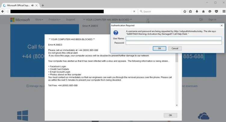 Error #268D3 pop-up virus