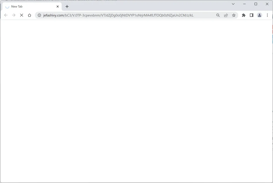 Image: Chrome browser is redirected to the Jefashivy.com site