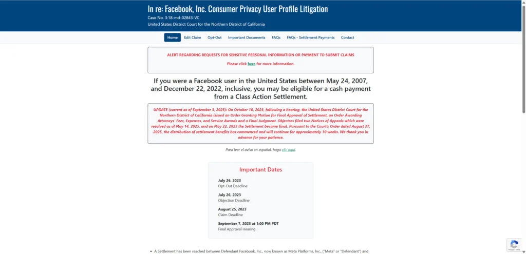 Facebook Privacy Settlement 2025: Payout Dates, Amounts, and How to Claim 1 2 6