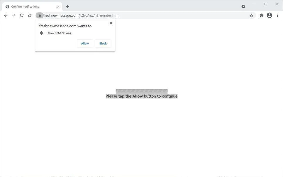 Remove Freshnewmessage.com pop-up ads (Virus Removal Guide) 1 Image: Chrome browser is redirected to Freshnewmessage.com