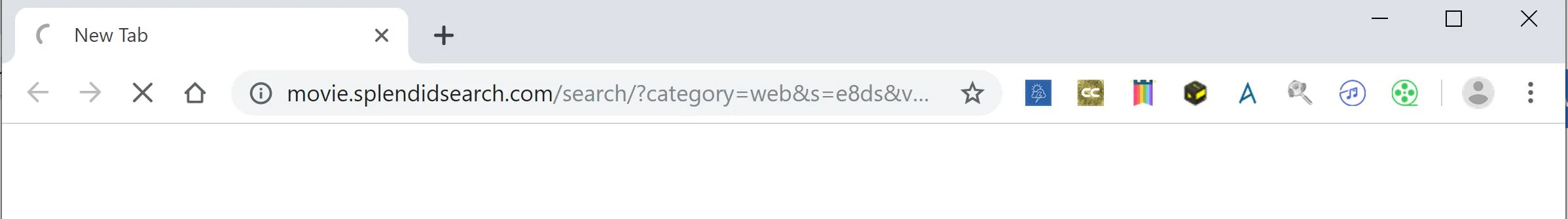 Image: Google Chrome is redirected to Movie.splendidsearch.com