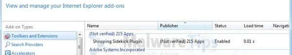 [Image: Shopping Sidekick Internet Explorer plugin]