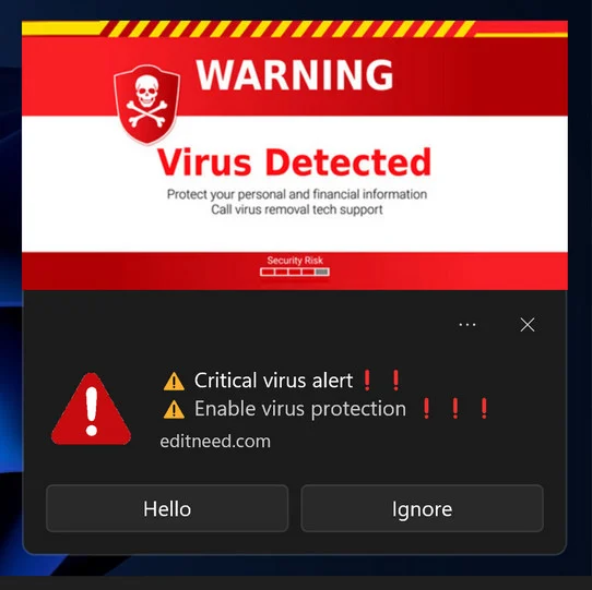 Image: Warning! Virus Detected Pop-up Ads