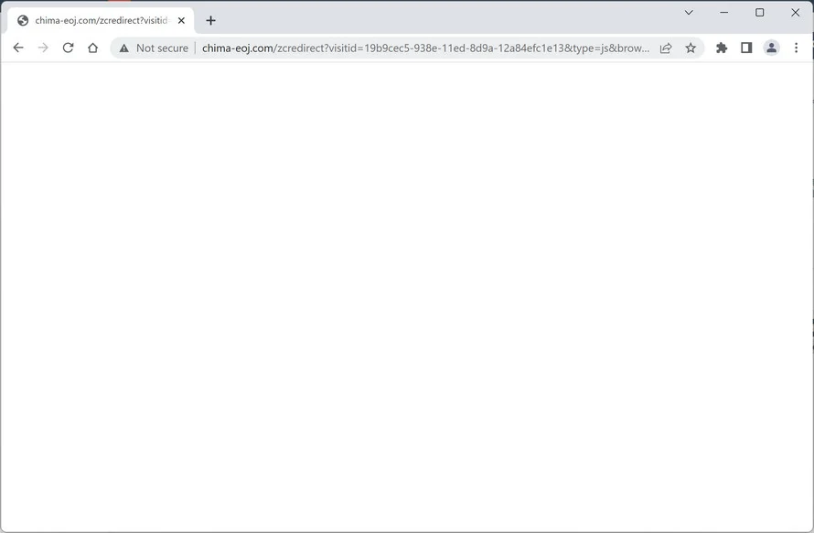 Image: Chrome browser is redirected to Chima-eoj.com
