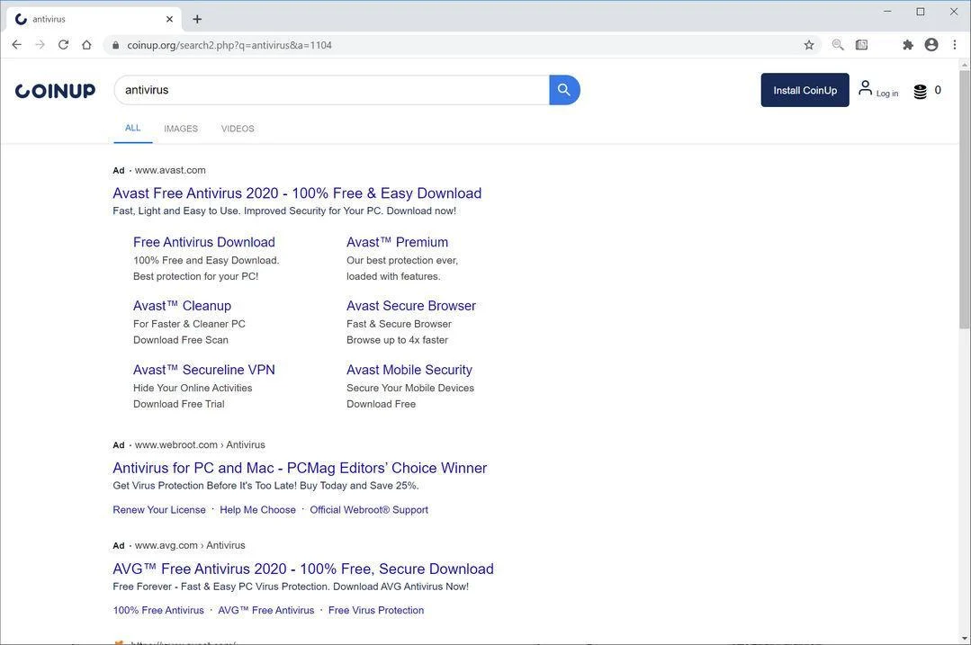 Image: Chrome browser is redirected to Coinup.org