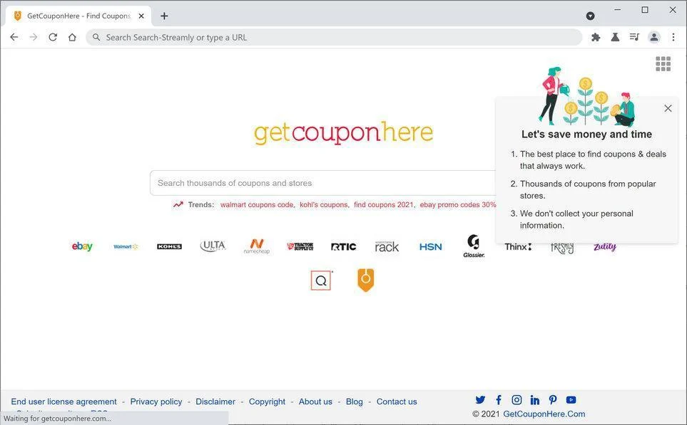 Remove GetCouponHere browser redirect (Virus Removal Guide) 1 Image: Chrome browser is redirected through GetCouponHere