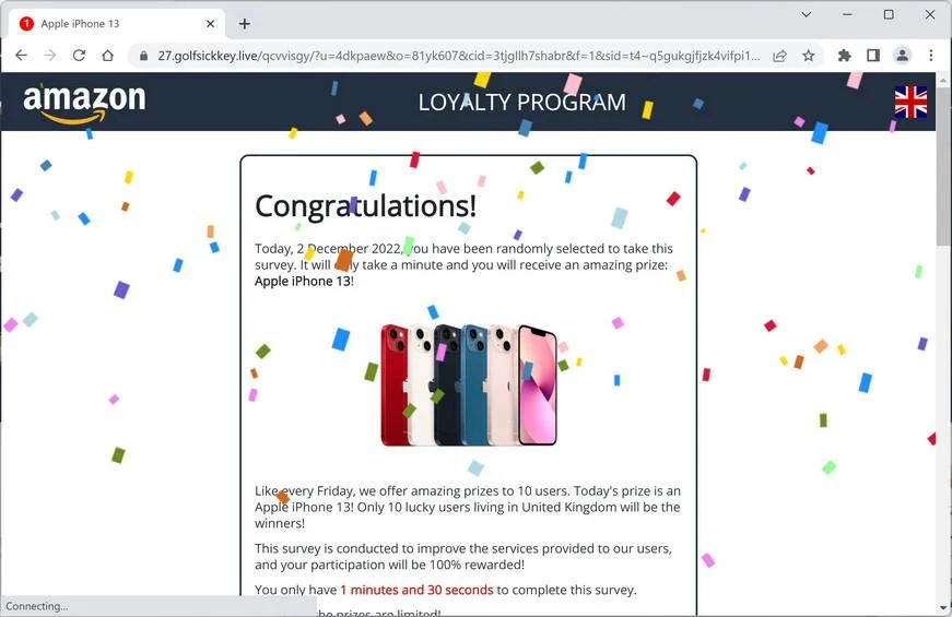 How To Remove Golfsickkey.live Ads (Virus Removal Guide) 1 Image: Golfsickkey.live Fake Amazon Loyalty Program Survey