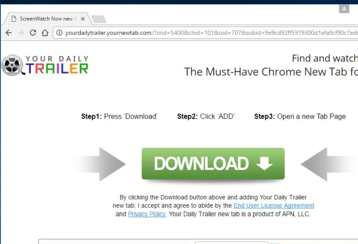 yourdailytrailer.yournewtab.com virus