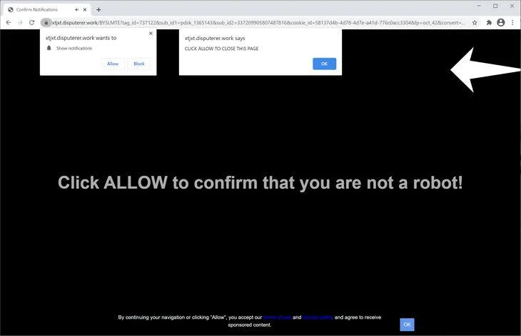 Remove Disputerer.work pop-up ads (Virus Removal Guide) 1 Image: Chrome browser is redirected to Disputerer.work