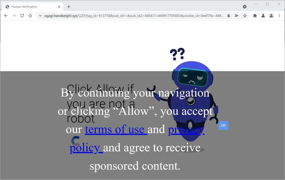Remove Handkeight.xyz pop-up ads (Virus Removal Guide) 1 Image: Chrome browser is redirected to Handkeight.xyz
