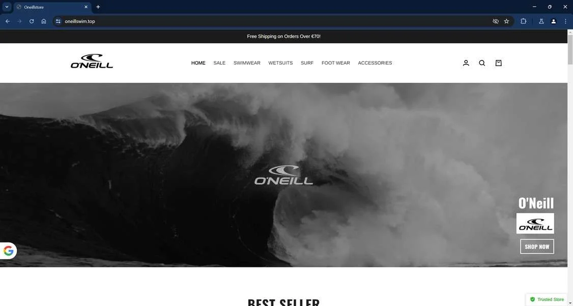 Oneillswim.top Scam Store: A Fake O'Neill Website 1 Oneillswim.top scam