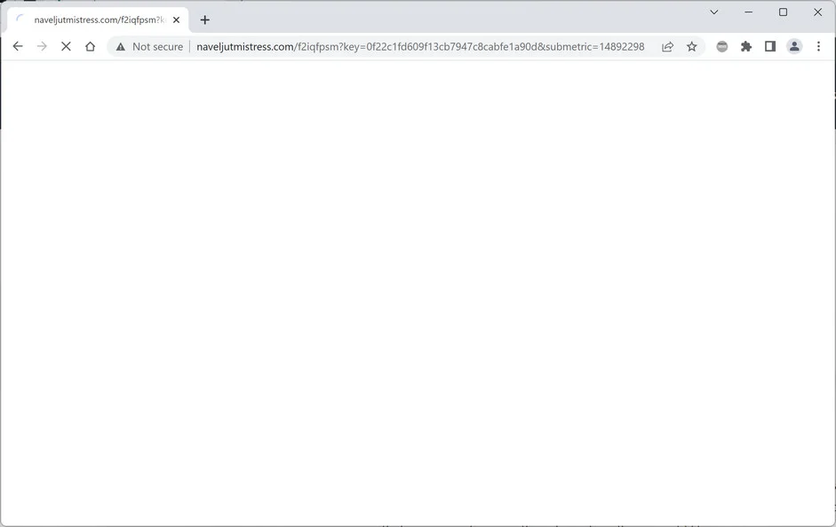 Image: Chrome browser is redirected to Naveljutmistress.com