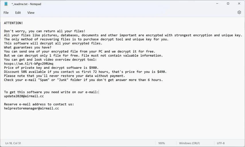 How To Remove Update2020@airmail.cc Ransomware Virus 1 Image: Update2020@airmail.cc email ransom note