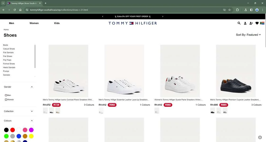 Tommyhilfiger.Southafricaza.top Scam: A Fake Tommy Hilfiger Website 1 Tommyhilfiger.southafricaza.top scam