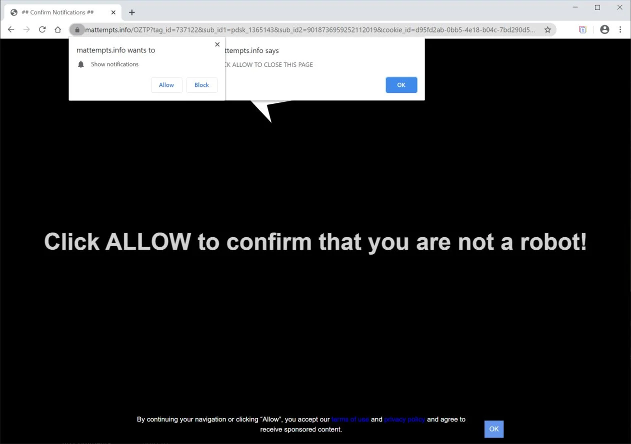 How to remove Mattempts.info pop-up ads (Virus Removal Guide) 1 Image: Chrome browser is redirected to Mattempts.info