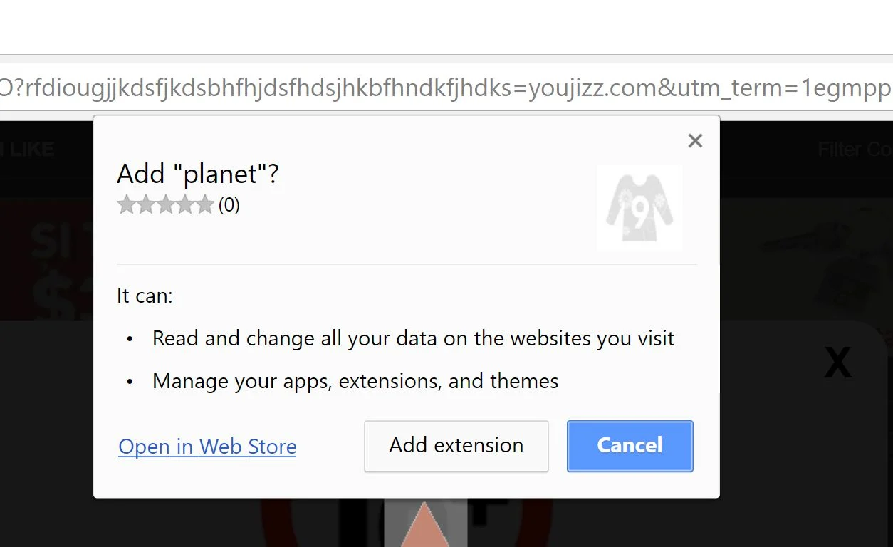 planet by plaaneet.com Chrome Scam Virus