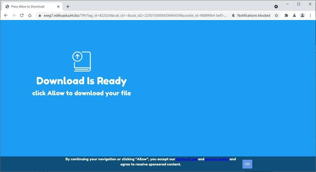 Remove Ndihuaduuht.biz pop-up ads (Virus Removal Guide) 1 Image: Chrome browser is redirected to Ndihuaduuht.biz