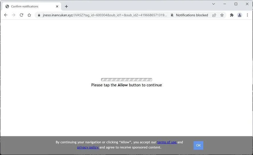Image: Inancukan.xyz Chrome browser redirect