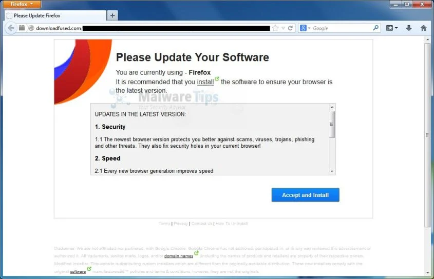 DownloadFused.com pop-up virus Picture of DownloadFused.com virus