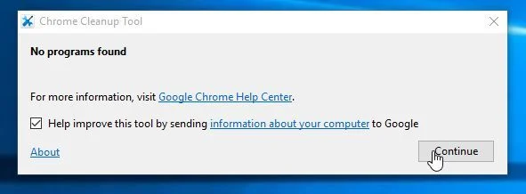 Chrome Cleanup Tool detecting adware